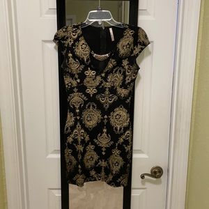 Chinese inspired black and gold mini dress